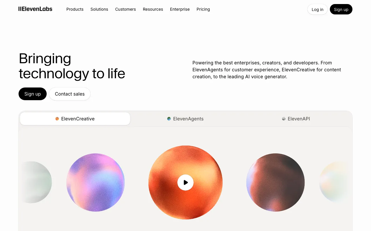 ElevenLabs homepage on Sep 19, 2026