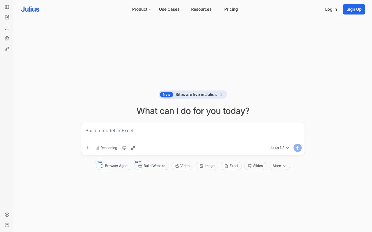Julius AI homepage on Sep 19, 2026