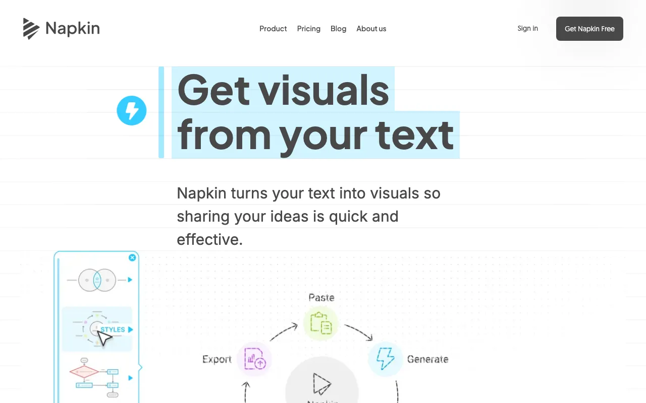 Napkin AI homepage on Sep 19, 2026