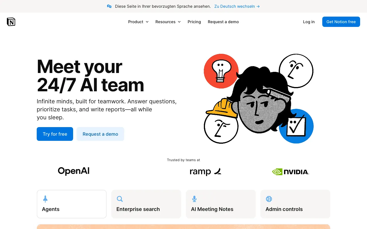 Notion AI homepage on Sep 19, 2026